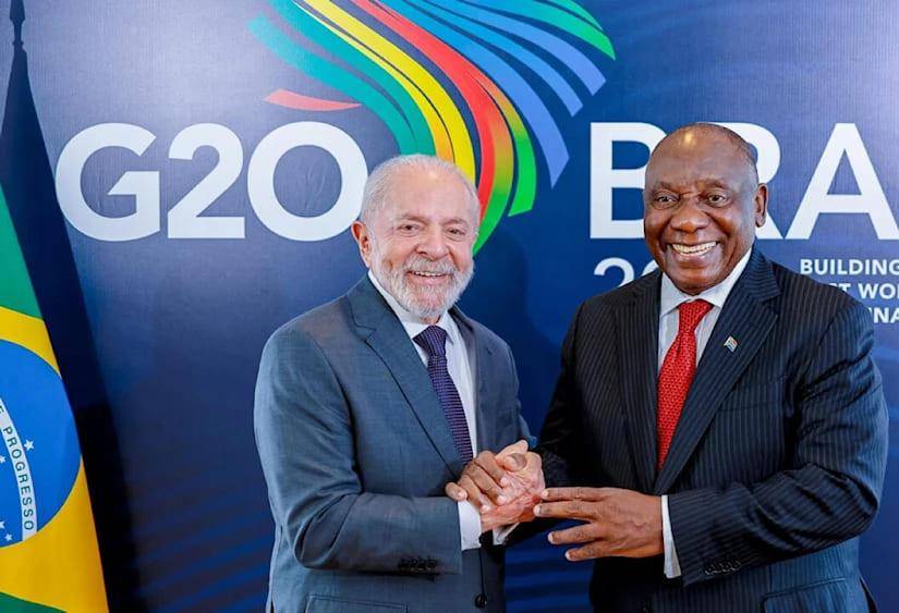 Presidentes Lula da Silva y Cyril Ramaphosa, juntos en la Cumbre del G20 2024, Río de Janeiro, Brasil.