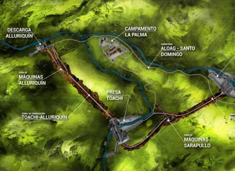 Mapa del proyecto hidroeléctrico Toachi Pilatón