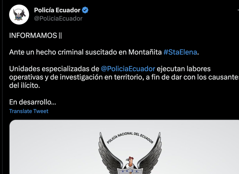 La Policía Nacional se pronunció sobre el hecho violento a través de su cuenta de Twitter.