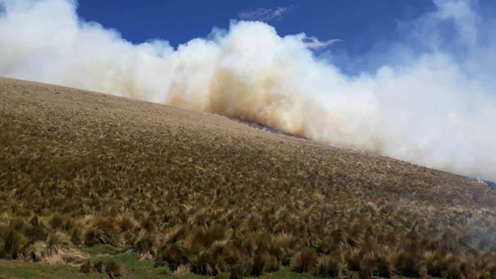 Por incendio forestal cierran accesos a la reserva Antisana