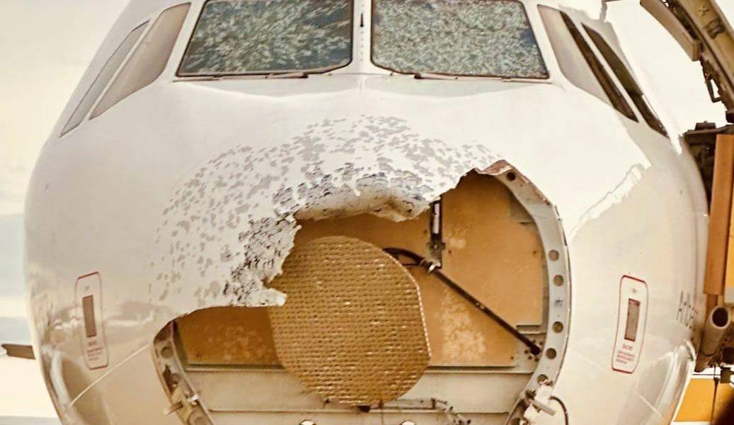 Austrian Airlines: Avión gravemente dañado por tormenta de granizo