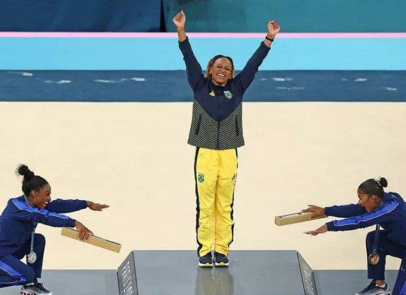 Simone Biles, Jordan Chiles y Rebecca Andrade.