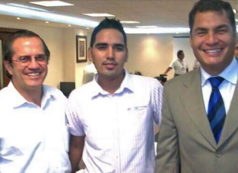 Ricardo Patiño, Leandro Norero y Rafael Correa.