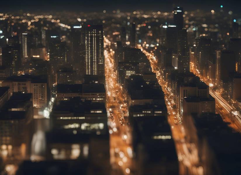 Fotografía de una ciudad iluminada