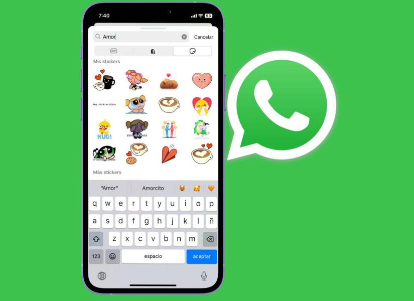 Búsqueda de stickers de amor en WhatsApp.