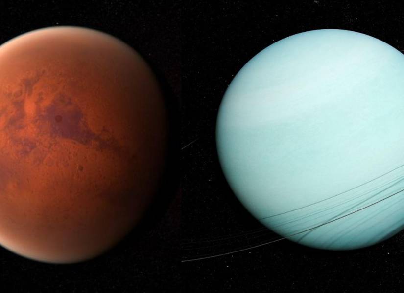 Imagen referencial de Marte y Urano.