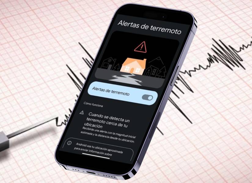Alerta de terremoto activada en dispositivo móvil.