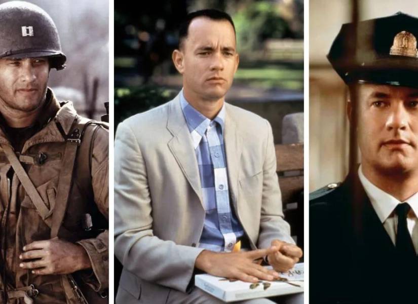 Imágenes de archivo de Tom Hanks en varias cintas.