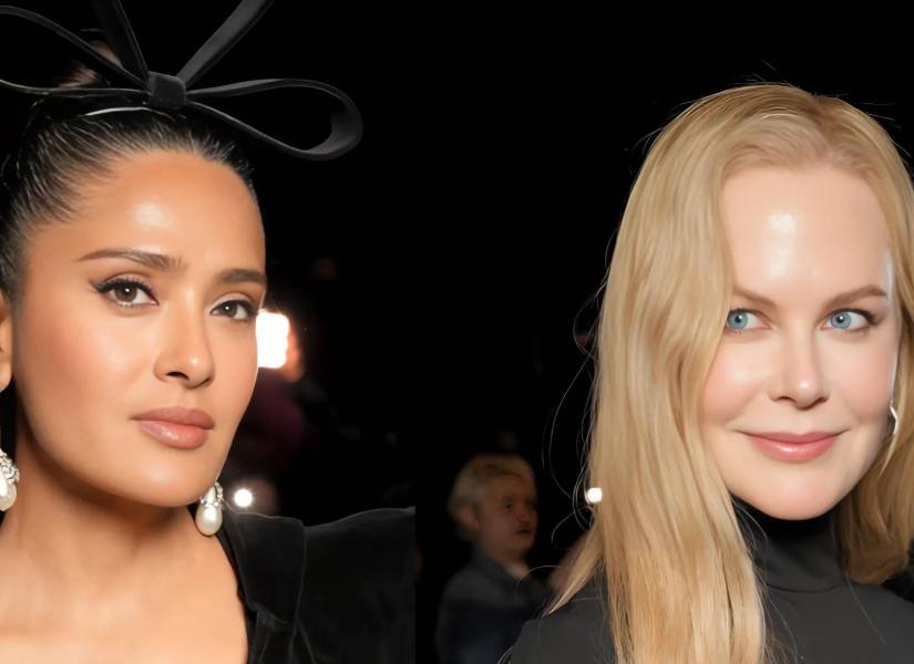 Imagen de Salma Hayek y Nicole Kidman en el desfile de Balenciaga.