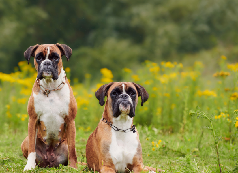 Foto de dos perros raza Boxer