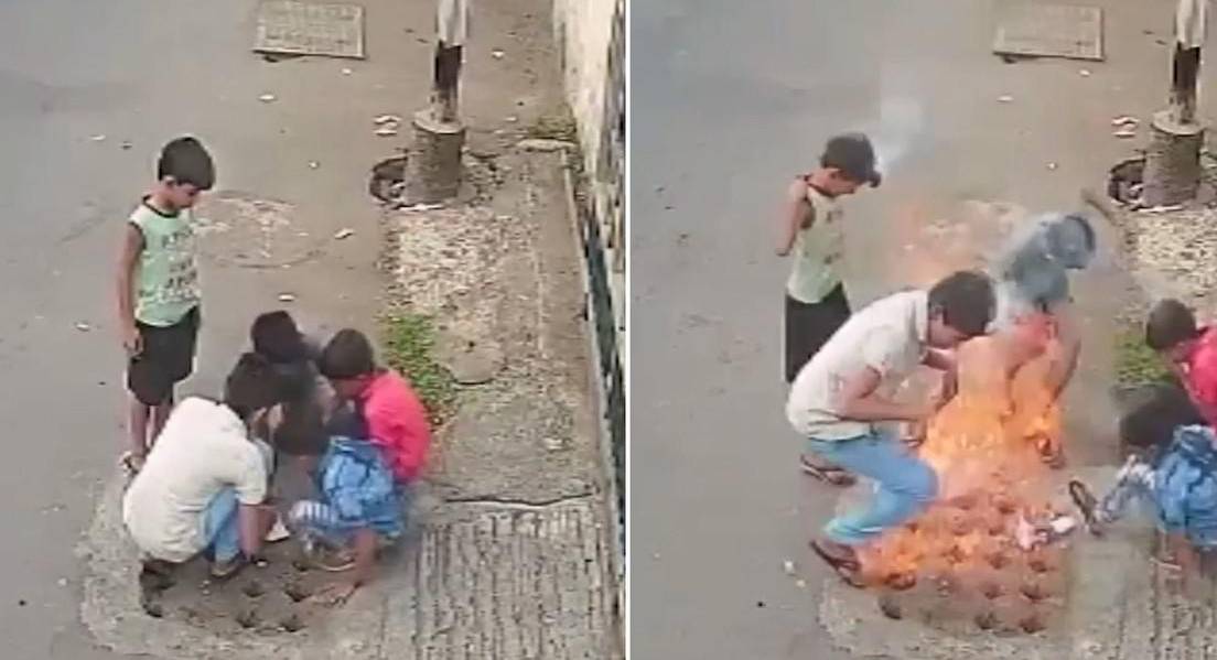 Niños causan una explosión al encender petardos sobre una tubería de gas sin saberlo