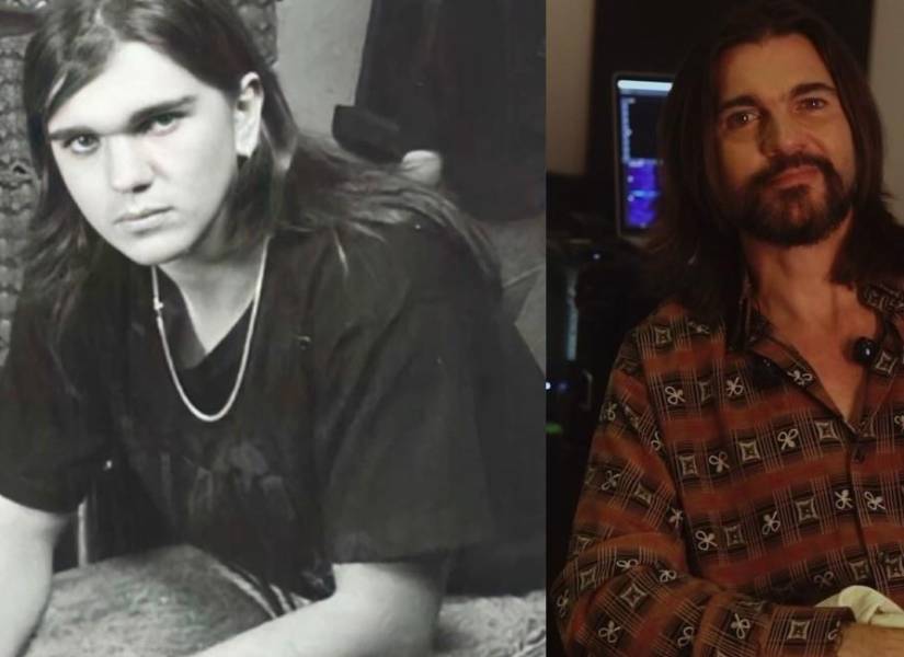 En el lado izquierdo, Juanes en su versión más joven, cuando apenas iniciaba en el mundo de la música, y en el lado derecho, el cantante en la actualidad.