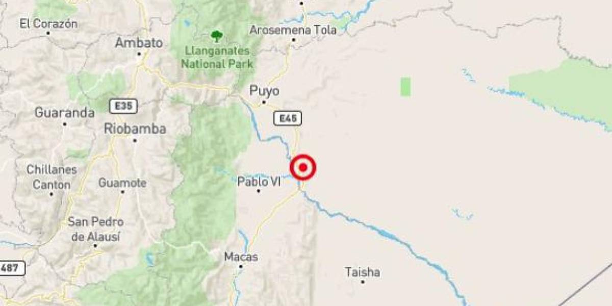 Un temblor de magnitud 4,1 sacudió Pastaza la tarde del 16 de junio