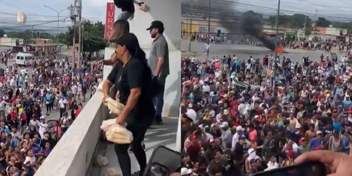 VIDEO | Una panadería venezolana dona comida a los manifestantes en la protesta contra Maduro