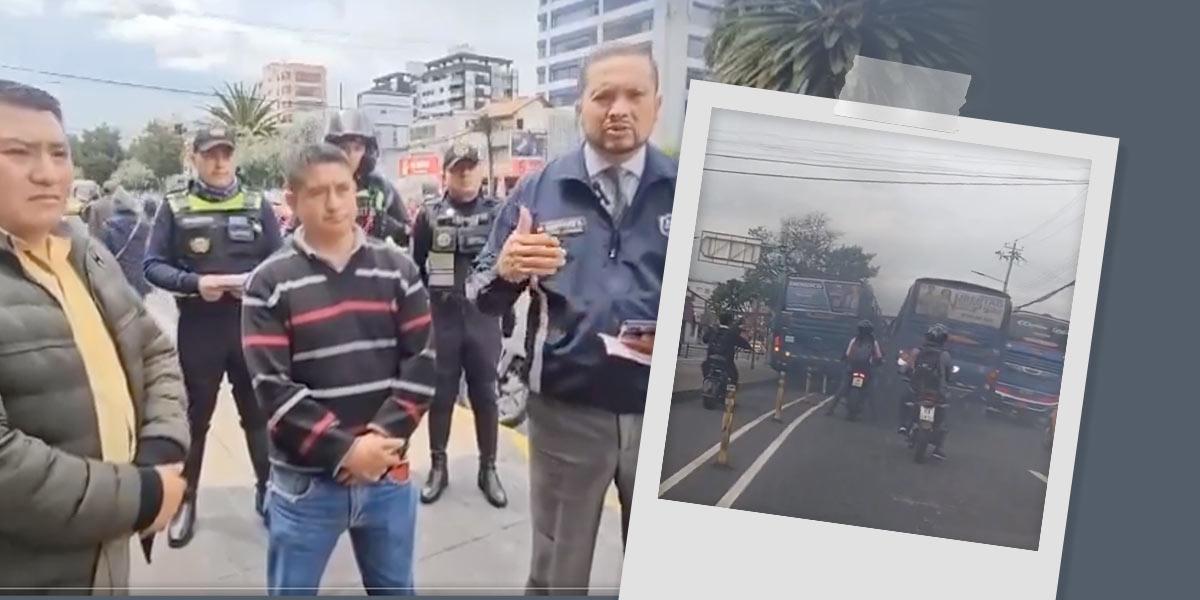 Quito: El conductor de un bus que invadió la ciclovía fue sancionado