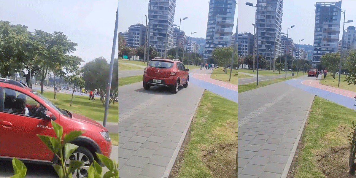 Quito | Otra conductora invadió la zona peatonal en el parque La Carolina