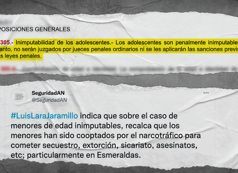 En la comparecencia el ministro de Defensa aseguró que los menores de edad han sido cooptados por el narcotráfico para cometer delitos.