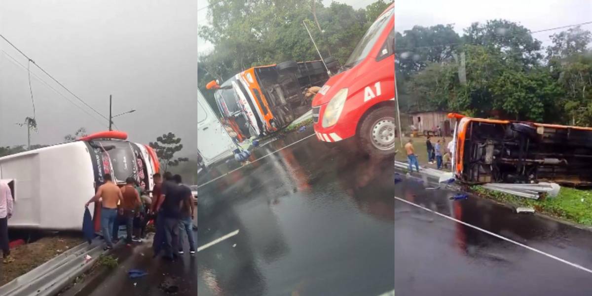 El volcamiento de un bus en Manabí deja dos fallecidos y quince heridos