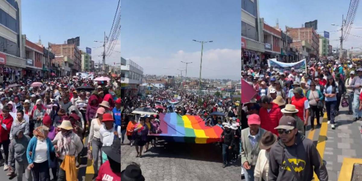 Cientos de personas protestan en Latacunga en contra del Gobierno de Daniel Noboa