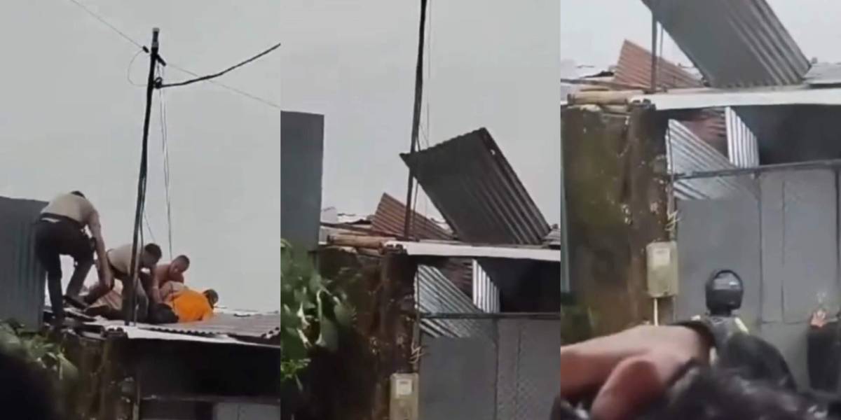 Policías y varios hombres cayeron de un techo de zinc durante una persecución en Santo Domingo