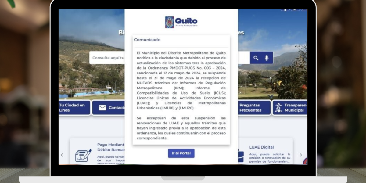 Quito | Cuatro servicios municipales se suspenden para la transición del Plan de Uso y Gestión de Suelo