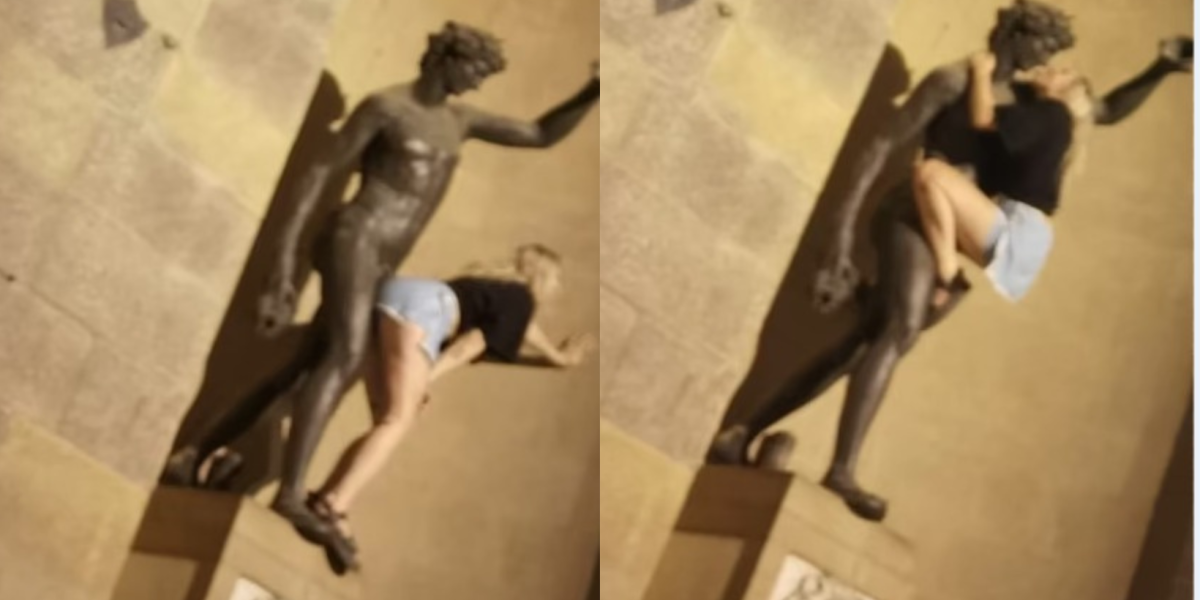 La indignación en Italia por la simulación de actos lascivos de una turista con una estatua