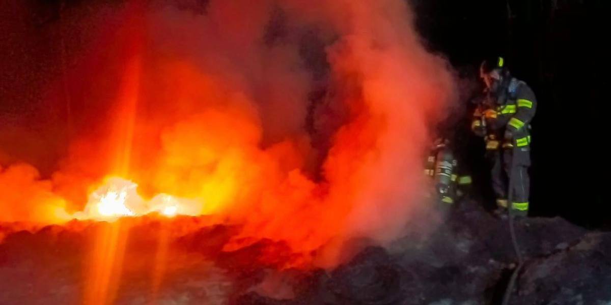 Quito: dos hombres detenidos por quemar 60 llantas en el bosque ubicado junto al parque Metropolitano del Sur