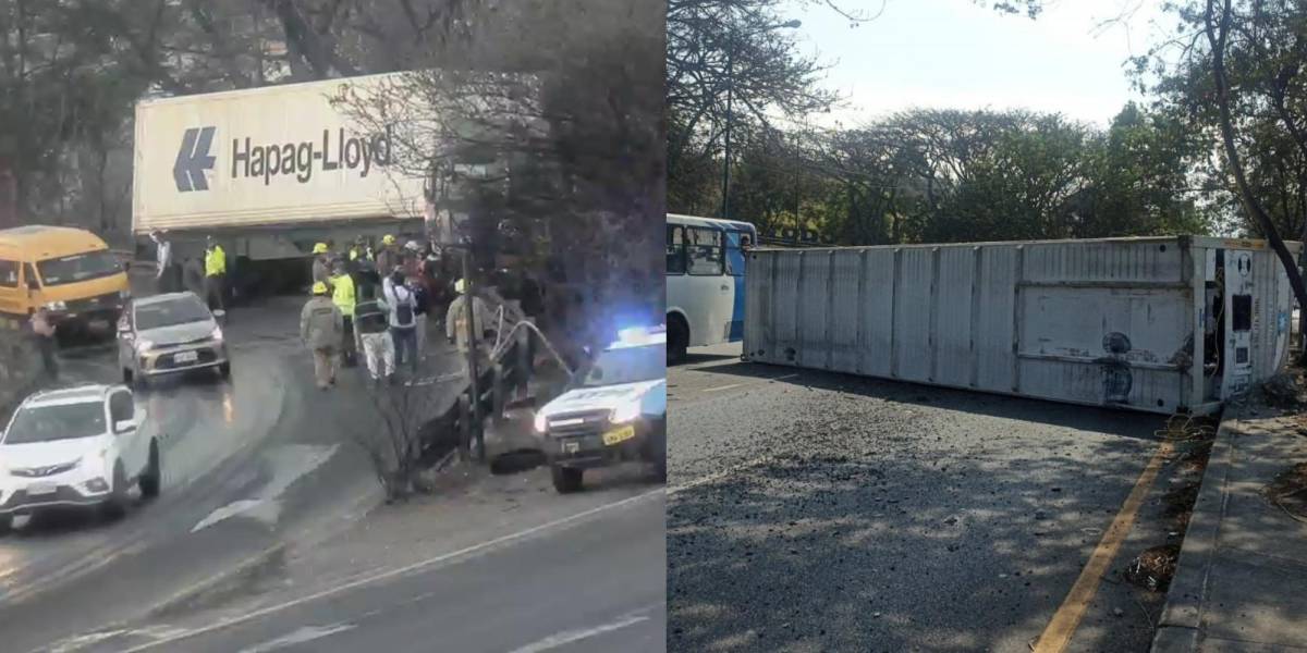 Dos tráileres sufren accidentes entre Vía a la Costa y la Perimetral, en Guayaquil