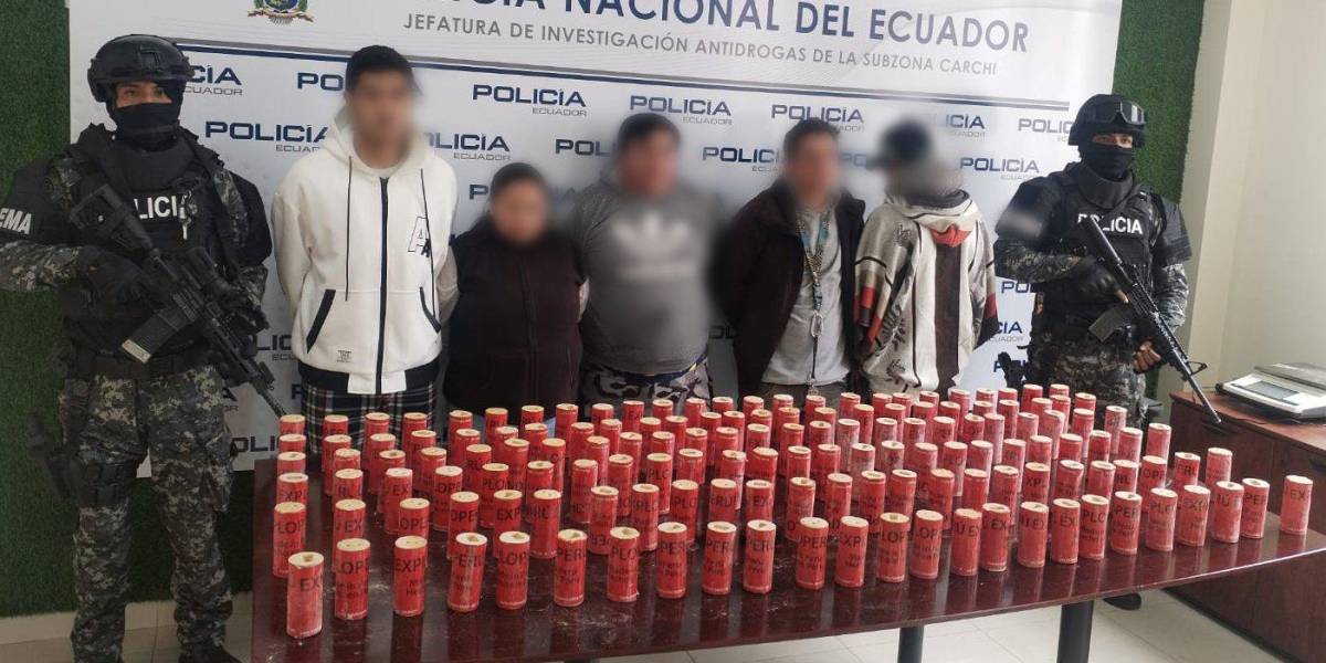 Tres ecuatorianos y dos colombianos fueron detenidos en Tulcán por presunto tráfico de explosivos