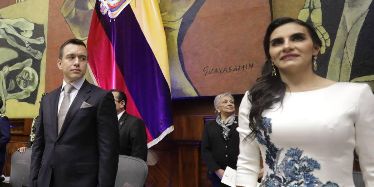 Daniel Noboa y Verónica Abad en la transición de mando presidencial.