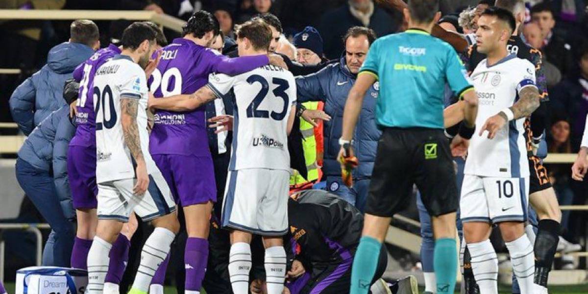 Edoardo Bove, jugador de la Fiorentina, se desploma en pleno el partido ante el Inter de Milán