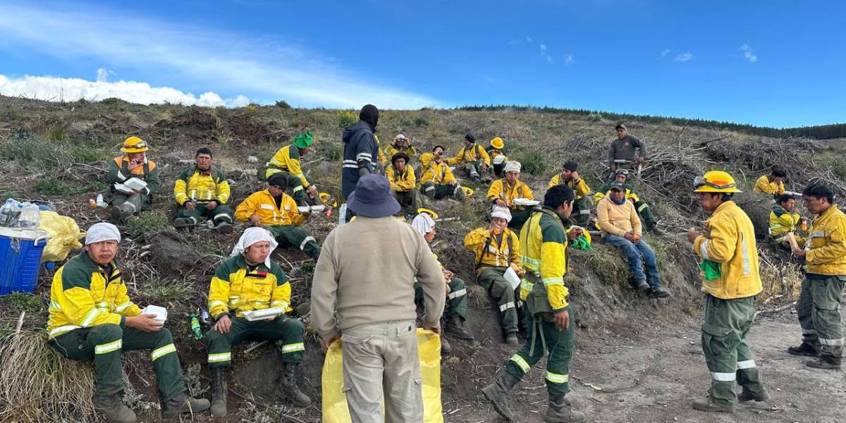 Un incendio en Aláquez, Cotopaxi, fue apagado gracias a la unión de la comunidad, empresa privada y autoridades