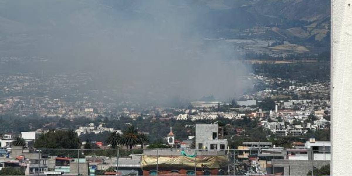 Un incendio forestal en Tumbaco provocó gran cantidad de humo que nubló la Ruta Viva