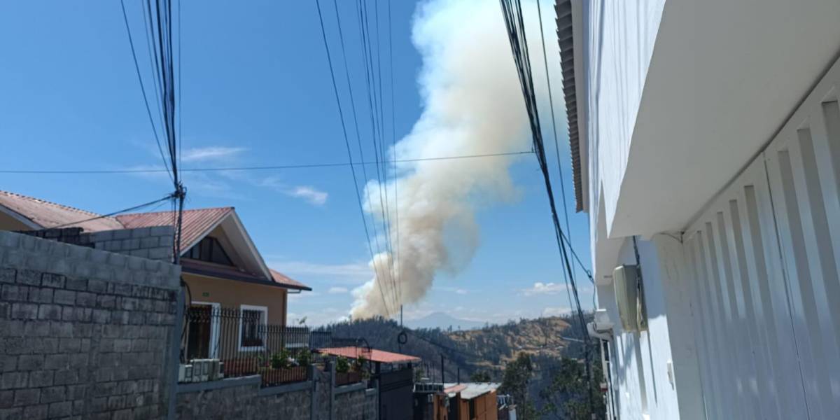 Incendios forestales en Quito: una gran columna de humo en el carro Auqui