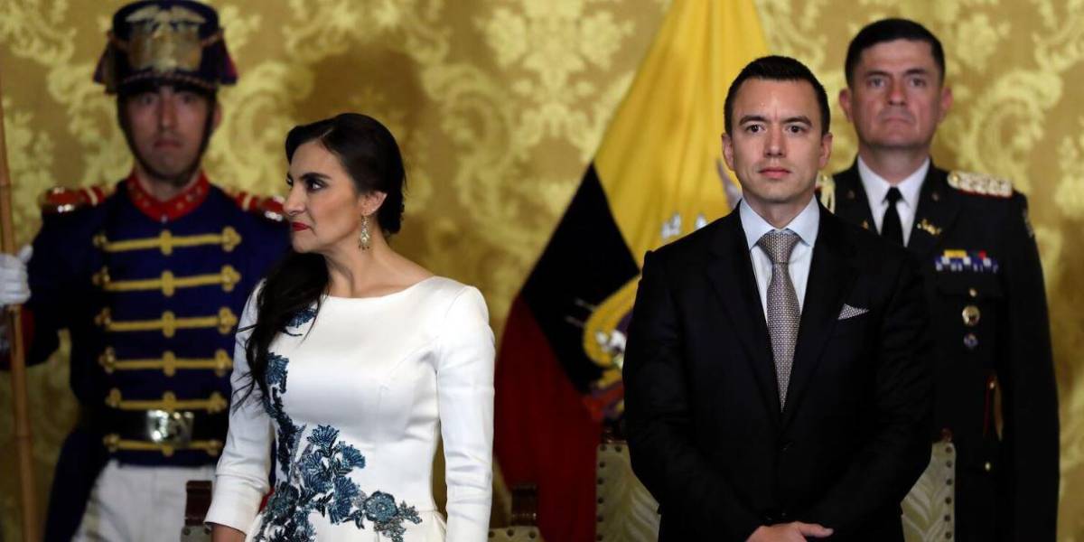 Verónica Abad y Daniel Noboa en el Palacio de Carondelet.