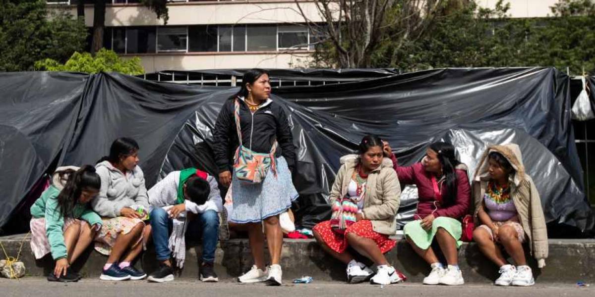 Indígenas acampan en Bogotá y exigen solución a crisis de tierras y desnutrición