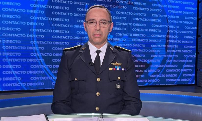 El teniente coronel Xavier Carrera durante la entrevista en Contacto Directo.