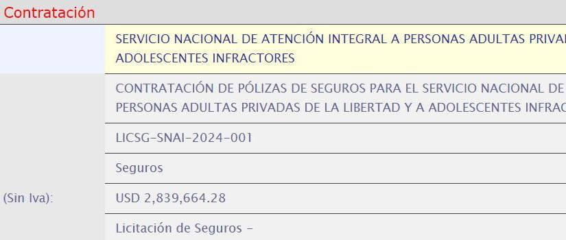 Captura de pantalla del proceso de adquisición del SNAI por una póliza.