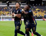 El jugador de la selección de Ecuador, Kendry Páez, celebra su gol ante Jamaica por la Copa América
