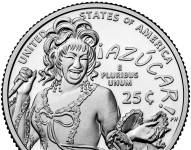 Imagen cedida por la Casa de Moneda de los Estados Unidos (US Mint) que muestra el inverso del cuarto de dólar dedicado a la cantante cubana Celia Cruz.