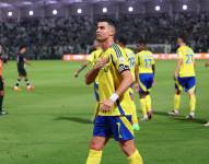 El delantero del Al Nassr, Cristiano Ronaldo, celebra su gol ante el Al Shabab