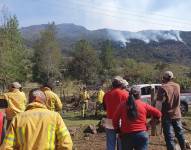 Personal de bomberos, Secretaria de Riesgos trabajan para apagar los incendios forestales.