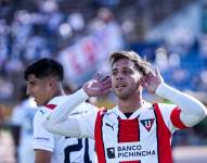 Ezequiel Piovi, celebra su gol con Liga de Quito contra Universidad Católica