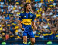 Edinson Cavani celebra un gol con Boca Juniors