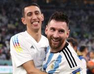 Ángel Di María junto a Lionel Messi en el Mundial de Catar 2022.