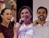 Imágenes de Claudia Sheinbaum, Xóchitl Gálvez y Jorge Máynez, candidatos a la Presidencia de México en sus cierres de campaña, este miércoles 29 de mayo.