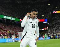 Jamal Musiala celebra su gol ante Dinamarca por los octavos de final de la Eurocopa