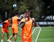 Ezequiel Piovi en un entrenamiento de Liga de Quito