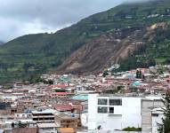 Imagen de archivo del deslizamiento en Alausí­, provincia del Chimborazo, en marzo de 2023.