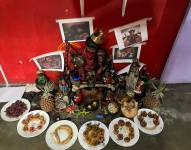 Imagen de un altar a la Santa Muerte en una vivienda de Quevedo, donde también fueron hallados restos humanos.